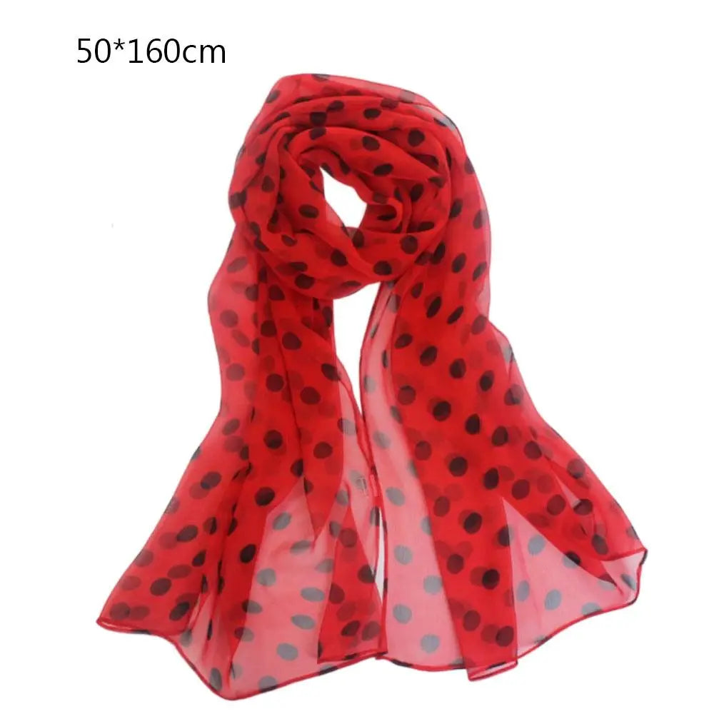 Shawl Soft Head Wraps Headband Neckerchief Hijab Scarf Polka Dot Scarf Ladies Women's Scarves Shawl Silk Scarf
