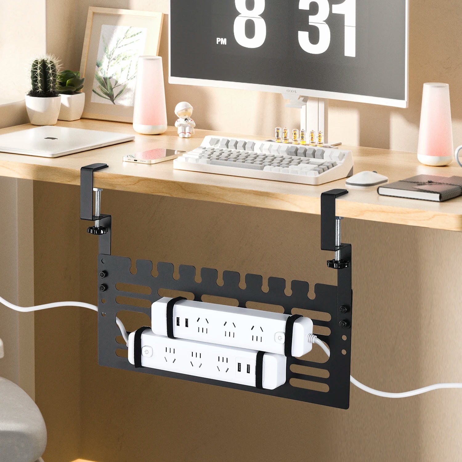 Table Cable Management Rack, No Drill, Cable Management Under the Table, Saving Space Under the Desk
