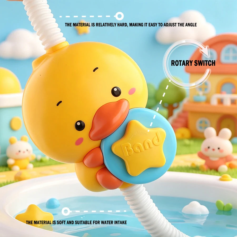 Baby shower toy with water spray, duckling flower model, rotating faucet, electric shower, water spray, swimming, baby shower to