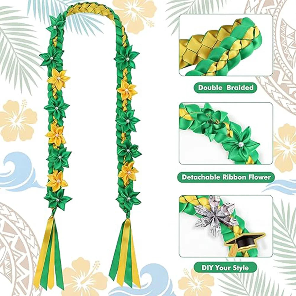 Graduation Garland, Flower Lei Hawaiian Floral Necklace for Man Woman Graduation Ceremony Party Supplies