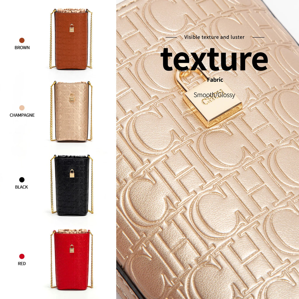 Leather Shoulder BagsEmbossed  Motifs Vintage-Inspired Designs with Gold-Toned Locks Textured Chains Chic Functional Details