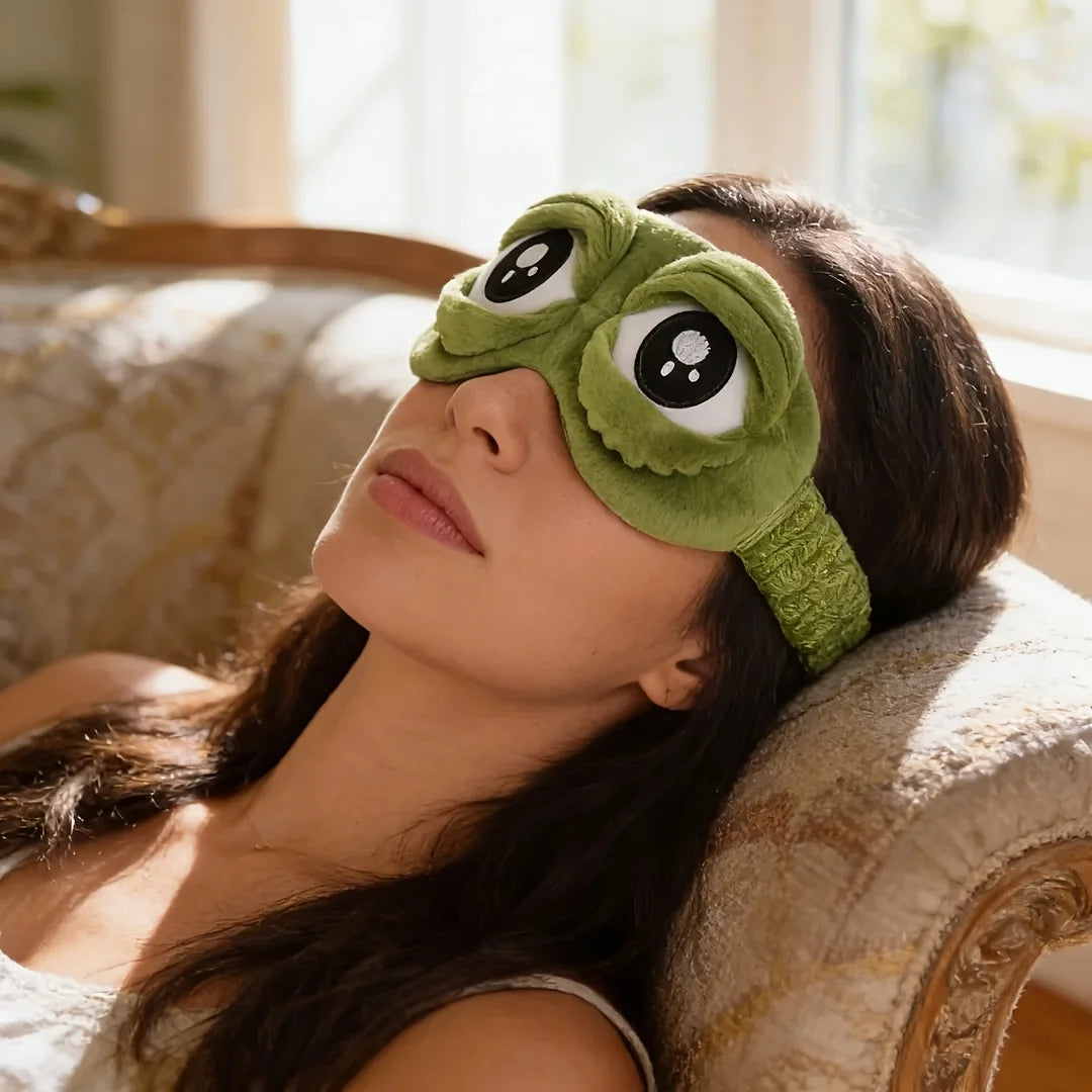 3D Sad Frog Sleep Mask Natural Sleeping Eyeshade Cover Shade Eye Patch Donna Uomo Soft Portable Blindfold Travel Eyepatch