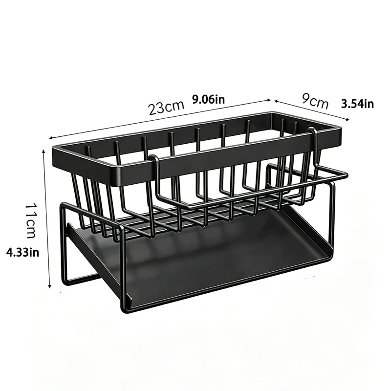 Kitchen Countertop Storage Rack Sink Sponge Holder Dishcloth Drain Basket Soap Tray Cleaning Tool Organizer for Kitchen