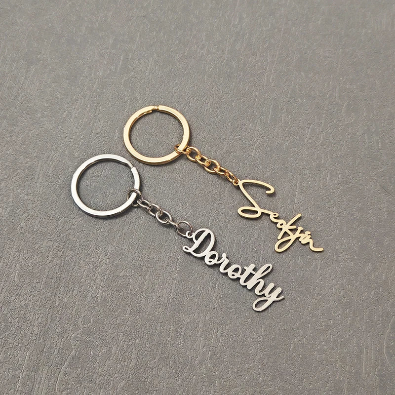 Customized Name Keychain Pendant Personalized Fashion Stainless Steel Family Keychain Jewelry Baby Birthday Gift Boyfriend