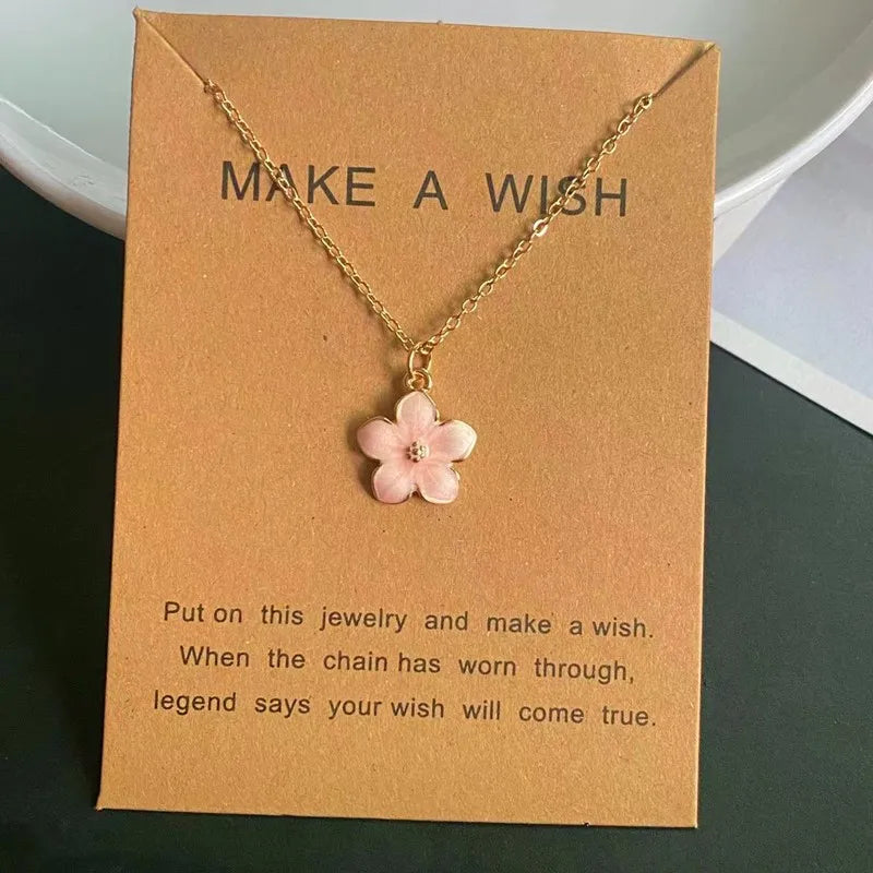 New Flower Pendant Necklace for Women Korean Fashion Cute Romantic Choker Necklace Golden Color Link Chain Neck Jewelry Gift