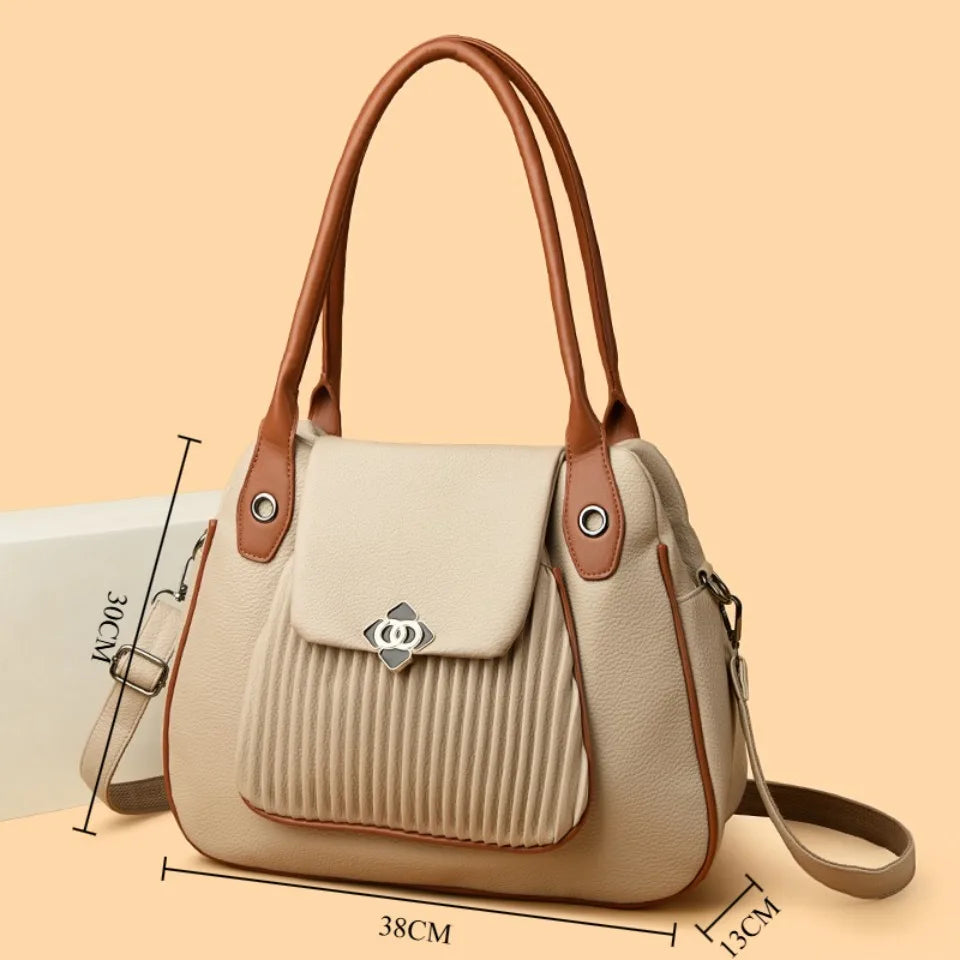 Genuine Brand Top Quality Leather Bags for Women Designer Top-Handle Bags Ladies Casual Tote Shoulder Crossbody Bag 2 Layers