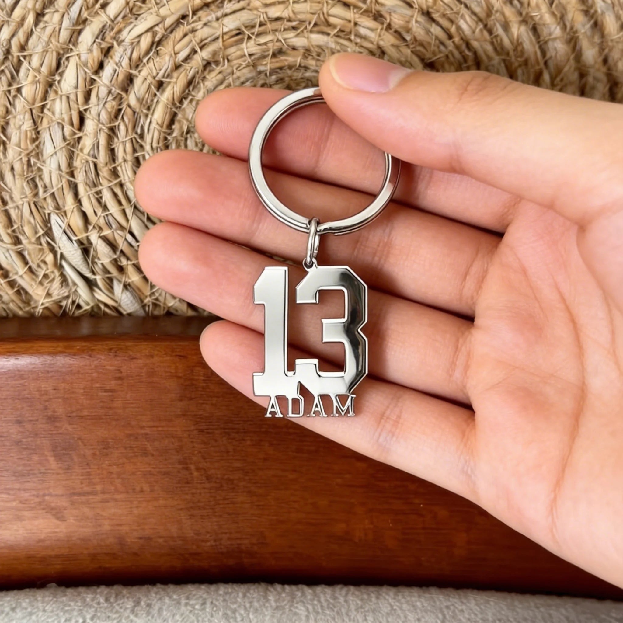 Custom Number& Name Keychain Personalized Fashion Sports Key Chain Dainty Couple Boyfriend Gift Perfect Anniversary Present