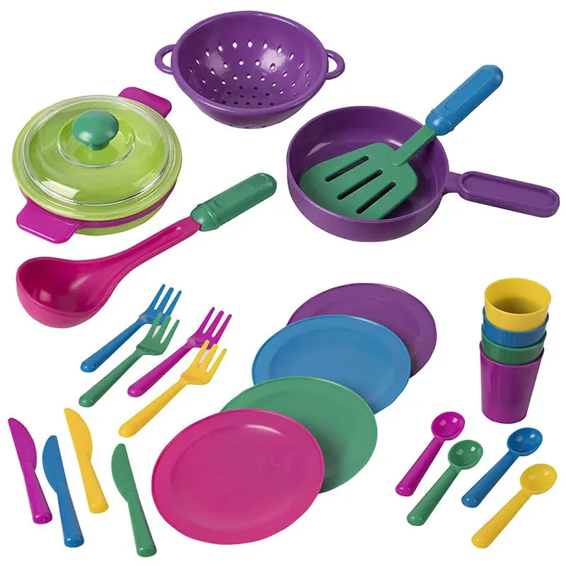 Simulation Tableware Housekeeping Toys Color Knife Fork Spoon Plate Kitchenware Pretend Play Children Kitchen Tableware Set Toys