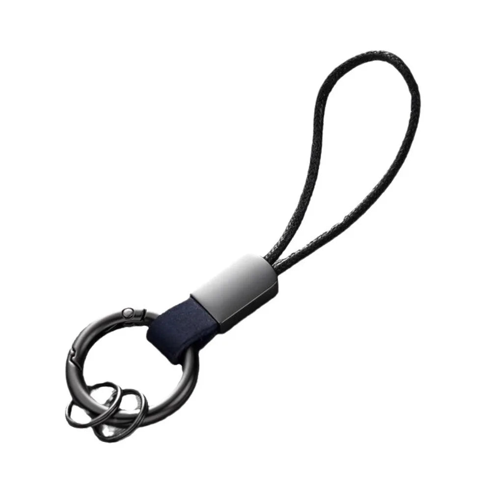 Genuine Leather Key Chains for Men Women Car Keychain Lanyard Cotton Rope Strap Metal Keyring Gift Trendy Key Holder
