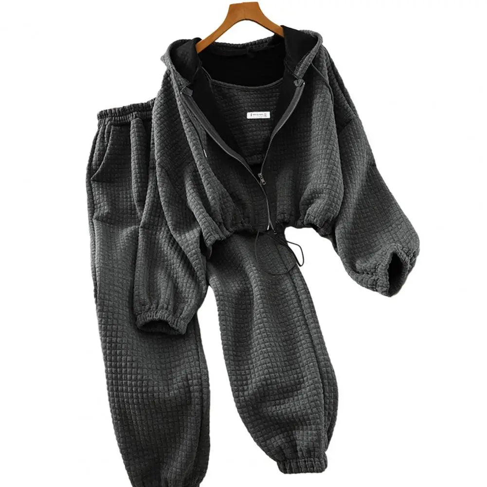 Women Hooded Tracksuit Sports 3 Pieces Set Sweatshirts Pullover Hoodies Pants Suit Home Sweatpants Trousers Outfits 2024