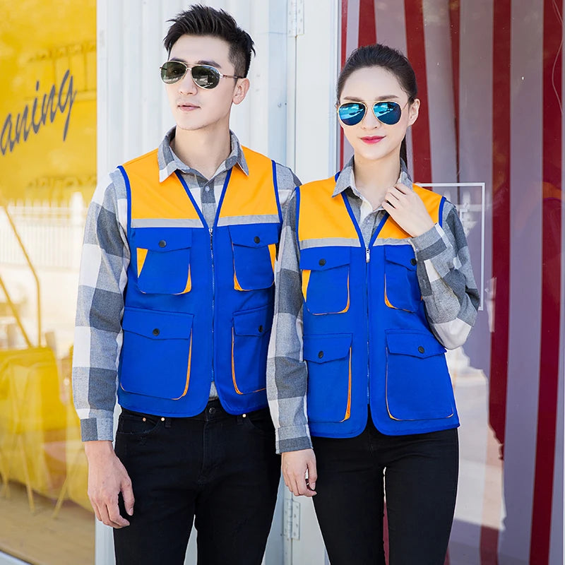Men's Outdoor Vest Hiking Fishing Hunting Photography Multi-Pockets Multi-Function Maintenance Worker Waistcoat Print Logo