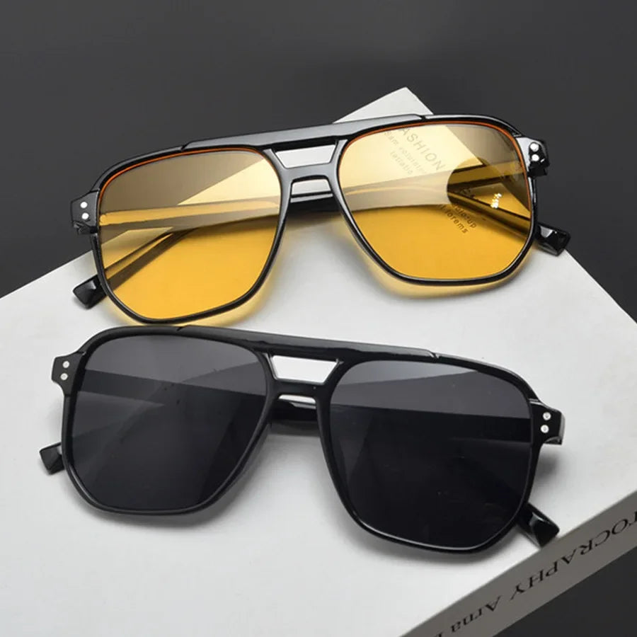 Vintage Men Women Big Sunglasses Men Square Shades Unisex Sun Glasses Black Lense Male Female Sunglasses UV400 Glasses