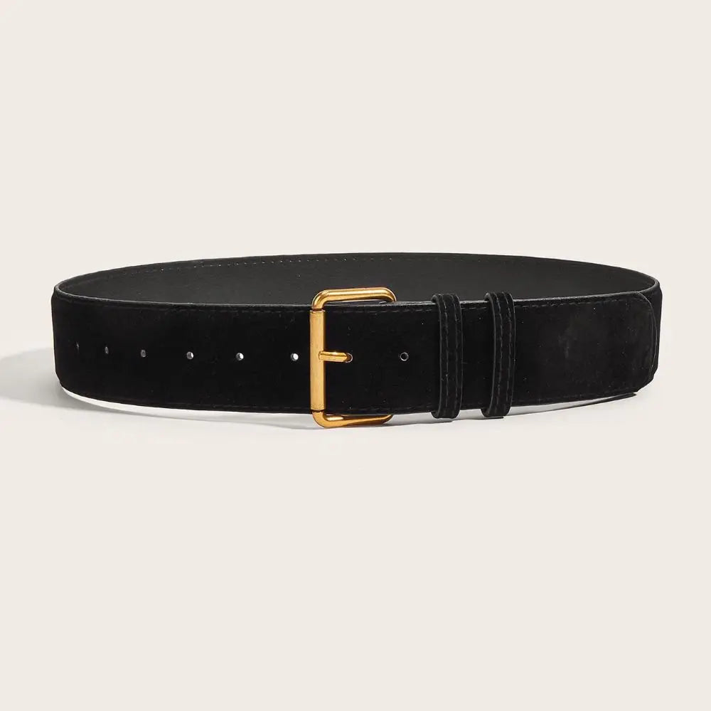 Women Fashion Luxury Design Suede Leather Wide Belt Trendy Casual Pin Buckle Waistband & Versatile Trouser Dress Belts Gifts