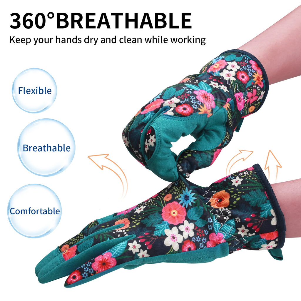 Gardening Gloves for Women Breathable Leather Garden Gloves with Grip Thorn-Proof Puncture-Resistant Work Gloves