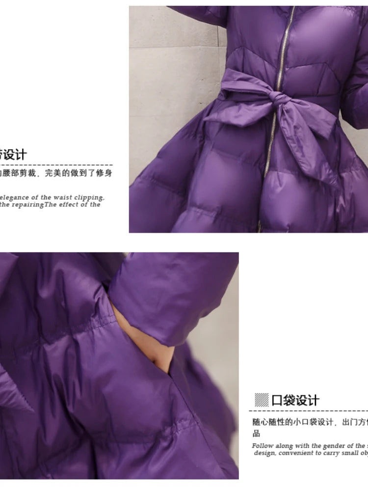 2026 New Fashion Winter Coats Women Warm Outerwea Cotton Padded Jackets Womens Clothing Belt Zipper Parkas Femme A-word Jacket