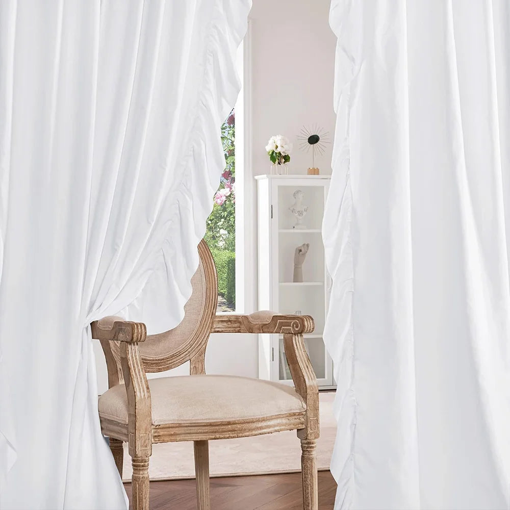 1/2 Panels Elegant and Romantic, These Minimalist, Semi-Sheer Ruffled Curtains Are Perfect for Decorating Bedrooms, Living Rooms