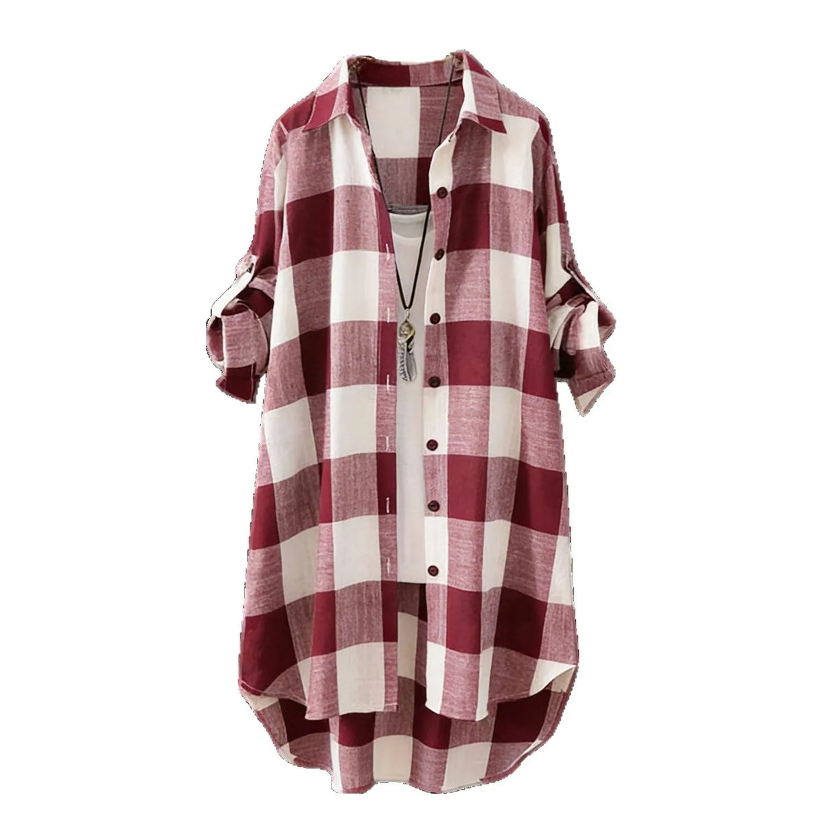 Women's Plaid Shirt Casual Blouses Woman Tops for Women Long Sleeve Long Sleeve Shirts Chic Blouse Check Linen Cotton Clothing