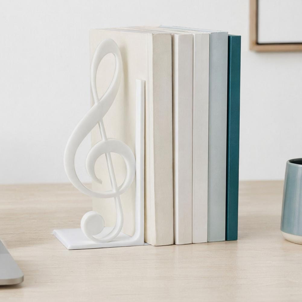 Weiße Keramik-3D-gedruckte Buchstütze in Form eines Violinschlüssels für Musikdekoration
