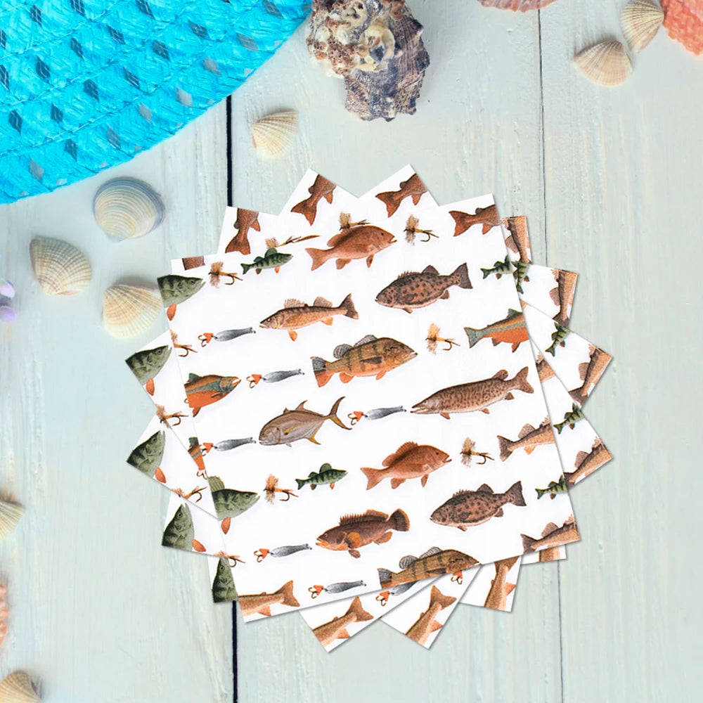 Fishing Themed Party Disposable Tableware Set Paper Plate Cup Napkin Tablecloth Banner Birthday Weedding Party Tableware Supplie