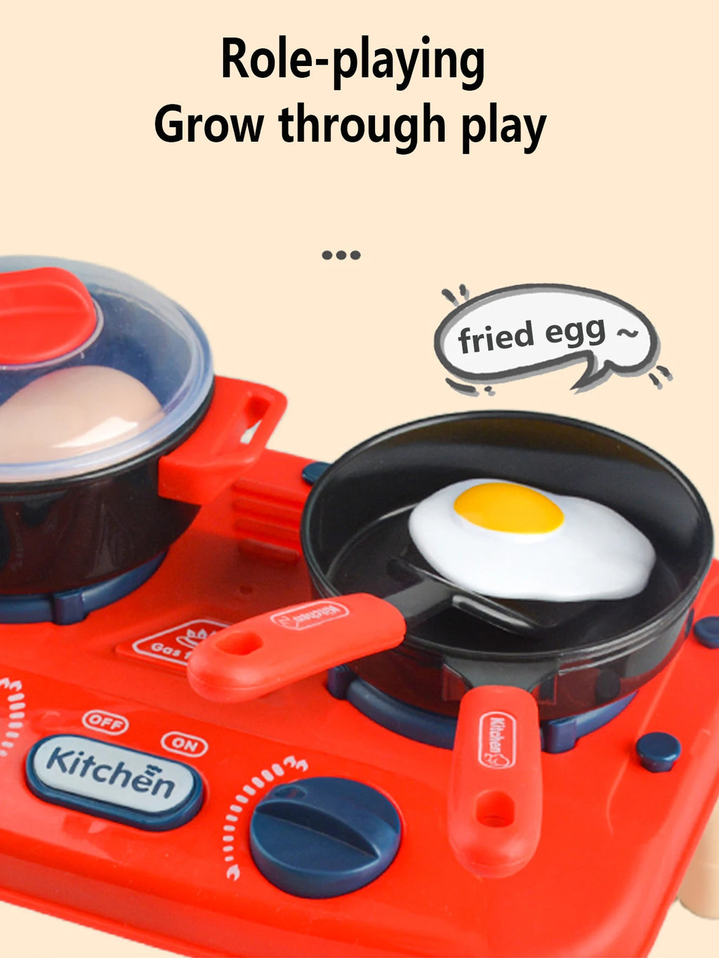 Children's Kitchen Cooking Role-Play Toy Set with Simulated Stove, Lights and Sound Effects, Girls' Role-Play Cooking Set, Parent-Child Interactive Holiday Toy