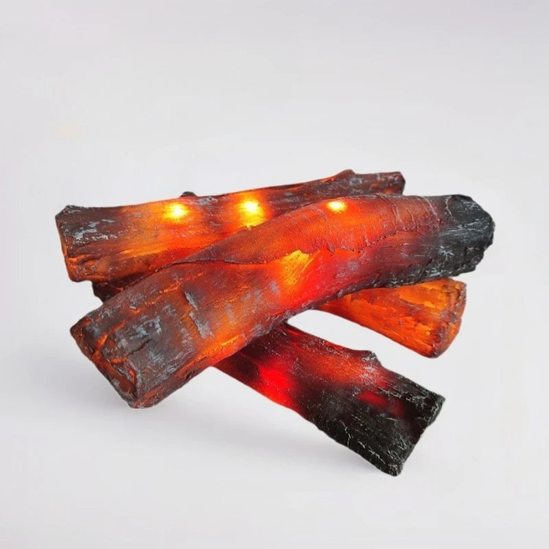 Flameless Fireplace Light  Led Fireplace 3D Charcoal Lamp with Realistic Log Wood Burning Flame for Home Indoors Outdoor