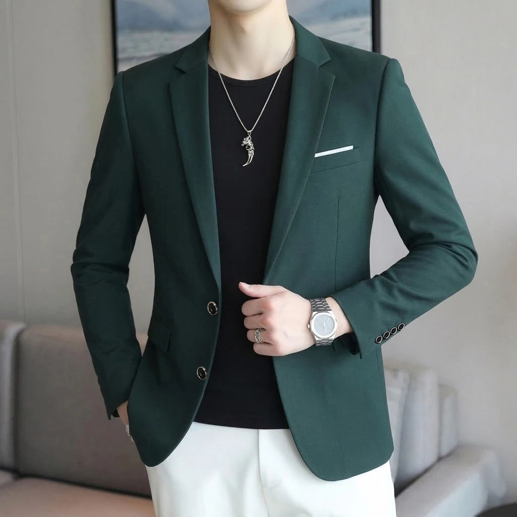 Men's Slim Fit Blazer 18 Colors Casual Business Suit Jacket One Button Notched Lapel Formal Dress Blazer for Wedding Party W