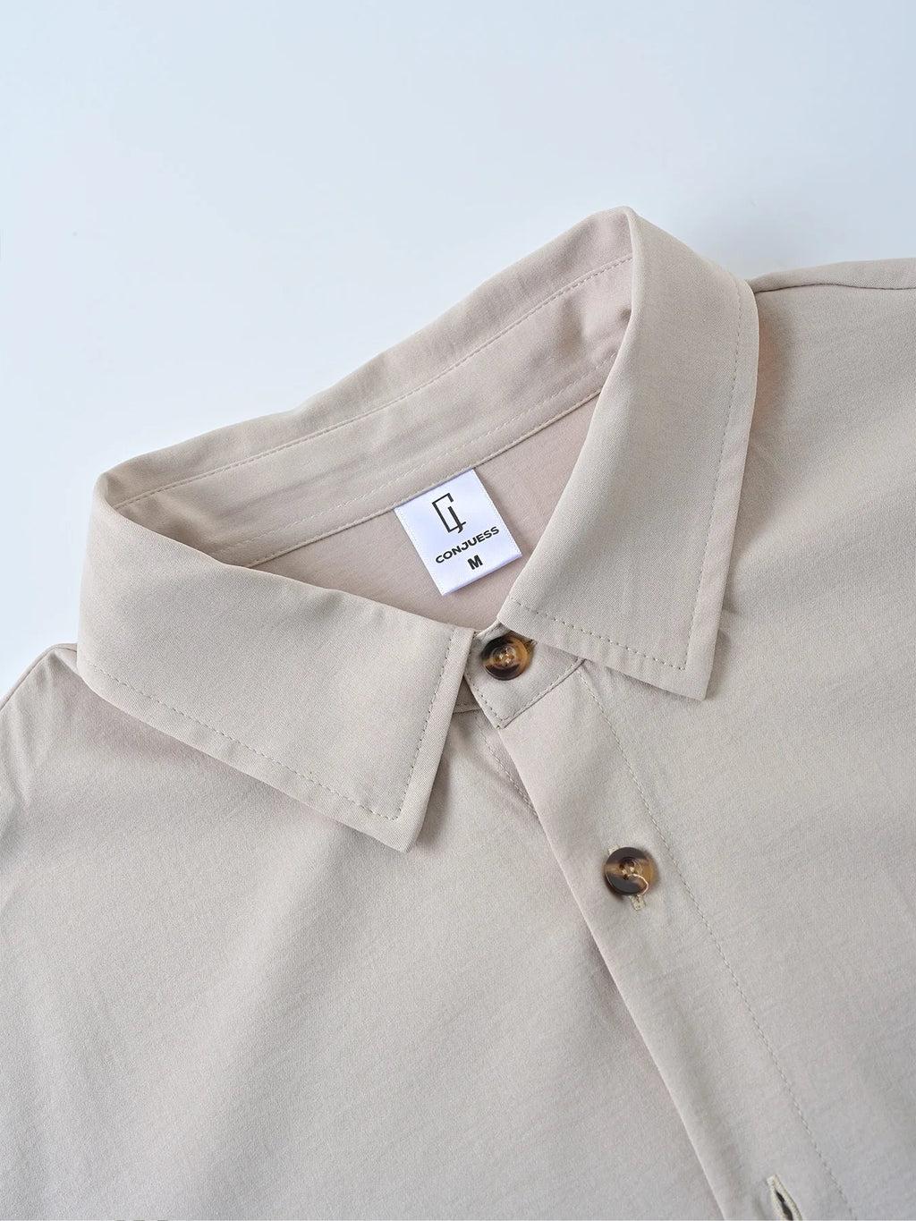 Men's Cotton-Feel Short-Sleeved Shirt + Five-Quarter Shorts Two-Piece Set, Summer Casual Loose-Fitting Workwear Style Complete Set of Men's Clothing