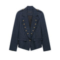 Women's Fashion Elegant Striped Blazers Jackets Spring Autumn Female Chic Long Sleeve Button Coats Lady Streetwear Suit Jackets