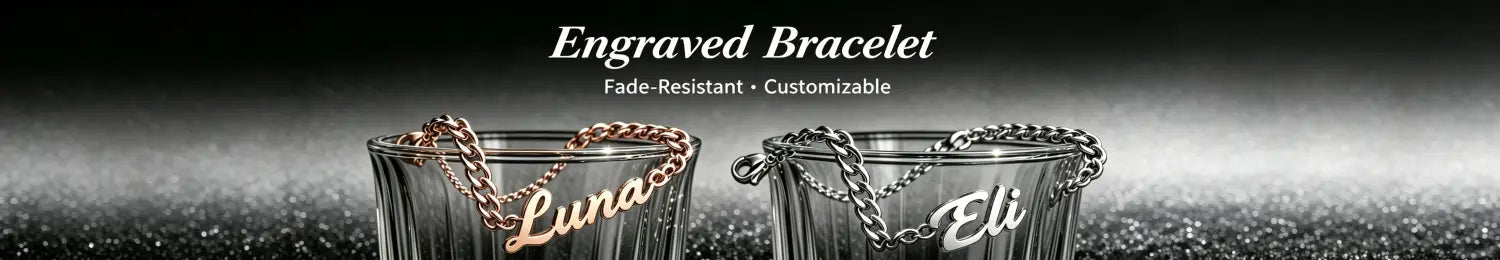 custom pet photo stainless steel heart keychain featuring a delicate silver chain bracelet with a smooth engraved name luna in elegant cursive script.