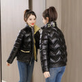 Cropped Black Thick Padding Female Coats Quilted Padded Women's Jackets Duck Down Short Blue Fashion 2025 Winter Promotion Korea