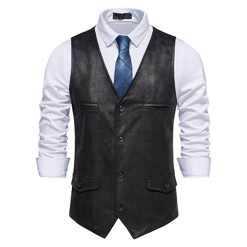 Men Suit Vest Suede Waistcoat Business Wedding Casual V Neck Collar Men's Dress Male Blazer Vests Formal Party Fashion Vest V11