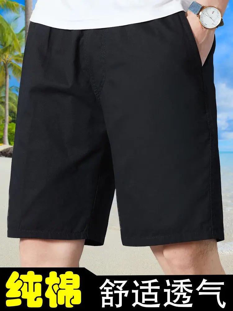 Men Wear Pure Cotton Thin Straight Loose Casual and Versatile Five-point Pants in Summer