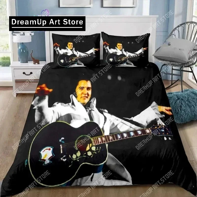 Poster Collection E-Elvis Presley Bedding Set Single Twin Full Queen King Size Bed Set Adult Kid Bedroom Bedding Gift