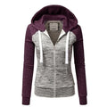2026 Women's Long Sleeve Hoodies Fashion Splice Design Hooded Drawstring Sport Zip-up Coats Women Casual Color Block Sweatshirts
