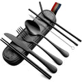 Tableware Reusable Travel Cutlery Set Camp Utensils Set with Stainless Steel Spoon Fork Chopsticks Straw Portable Case