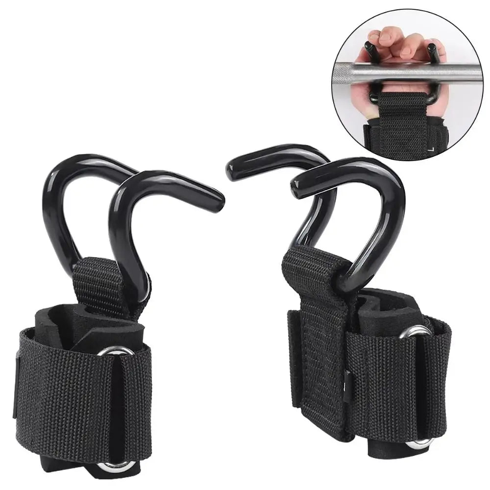 2Pcs Adjustable Grips Weight Lifting Hooks Strength Workout Black Wrist Weightlifting Straps Fitness Accessories