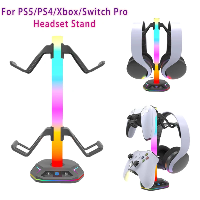 For Playstation5 Controller Holder Earphone Hanger Accessories Gaming RGB Headphone Stand for Desktop Gamer PS4 Xbox PS5 Gamepad
