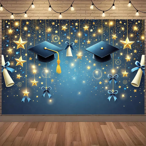1 Holiday Graduation Celebration Background - Sparkling Stars and Diploma Design, Home, Office, and Party