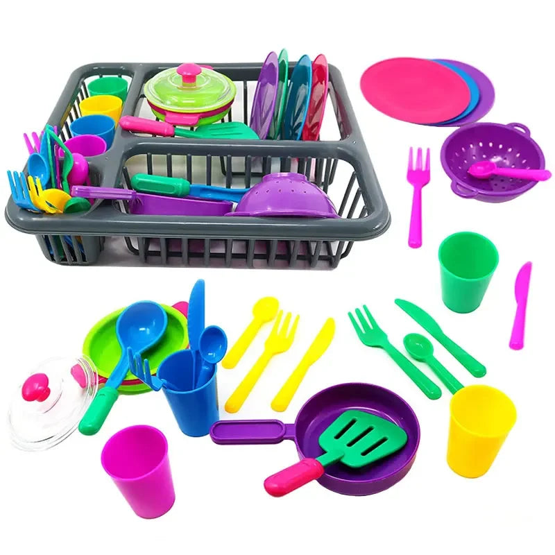 Simulation Tableware Housekeeping Toys Color Knife Fork Spoon Plate Kitchenware Pretend Play Children Kitchen Tableware Set Toys