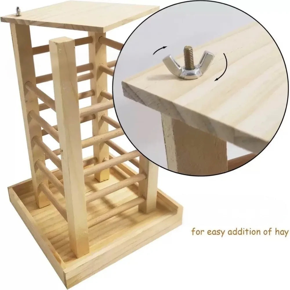 Pet Grass Rack Wooden Rabbit Hay Manger Durable Self-Feeding Hay Feeder Detachable Guinea Pig Feeder Rabbit Hutch