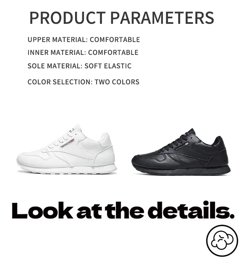 Herren-Freizeitsneaker aus weißem Leder, Sportschuhe von Reebok Classic mit bequemem Obermaterial sowie innerem und weichem elastischem Sohlenmaterial in Weiß und Schwarz