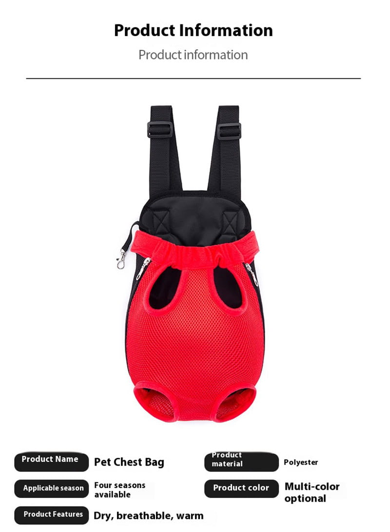 mochila transportadora para perro de malla roja con correas negras y cremalleras laterales ajustables, diseñada como transportín para mascotas pequeñas.