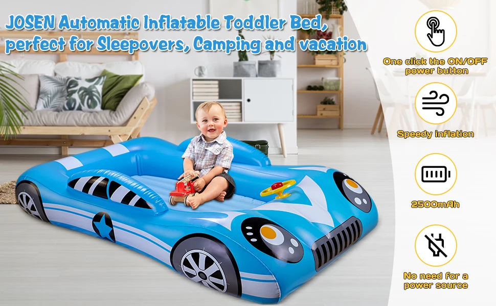 Kids Travel Air Mattress, Automatic Inflatable Bed for Children's Indoor Play & Nap Time