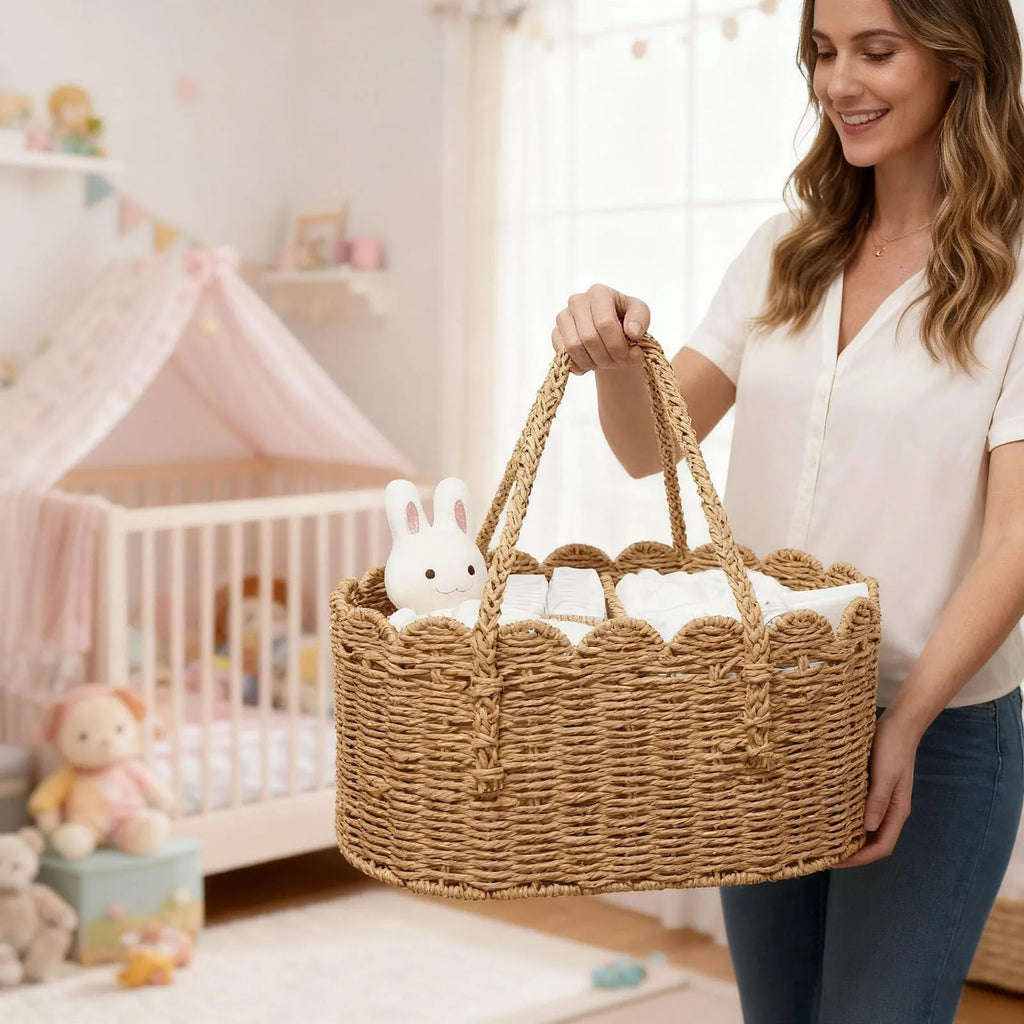 Portable Car Rope Storage Basket Baby Room Storage Box With Removable Dividers Car Diaper Organizer Bathroom Storage Basket