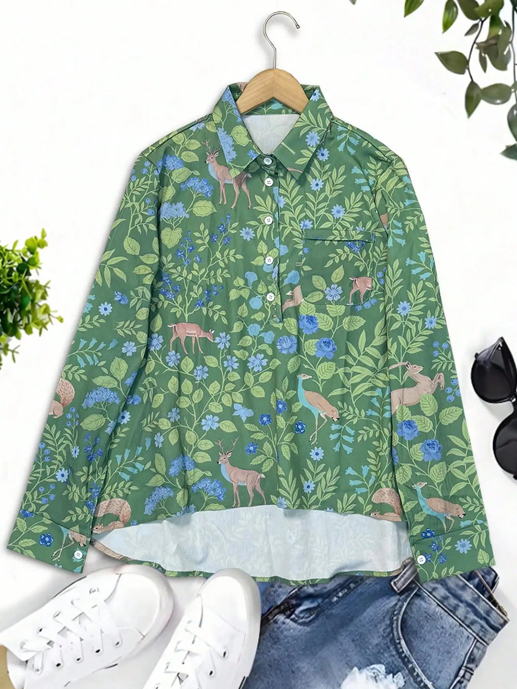 Women's Western ethnic holiday style print fashion sexy casual slim long sleeve shirt