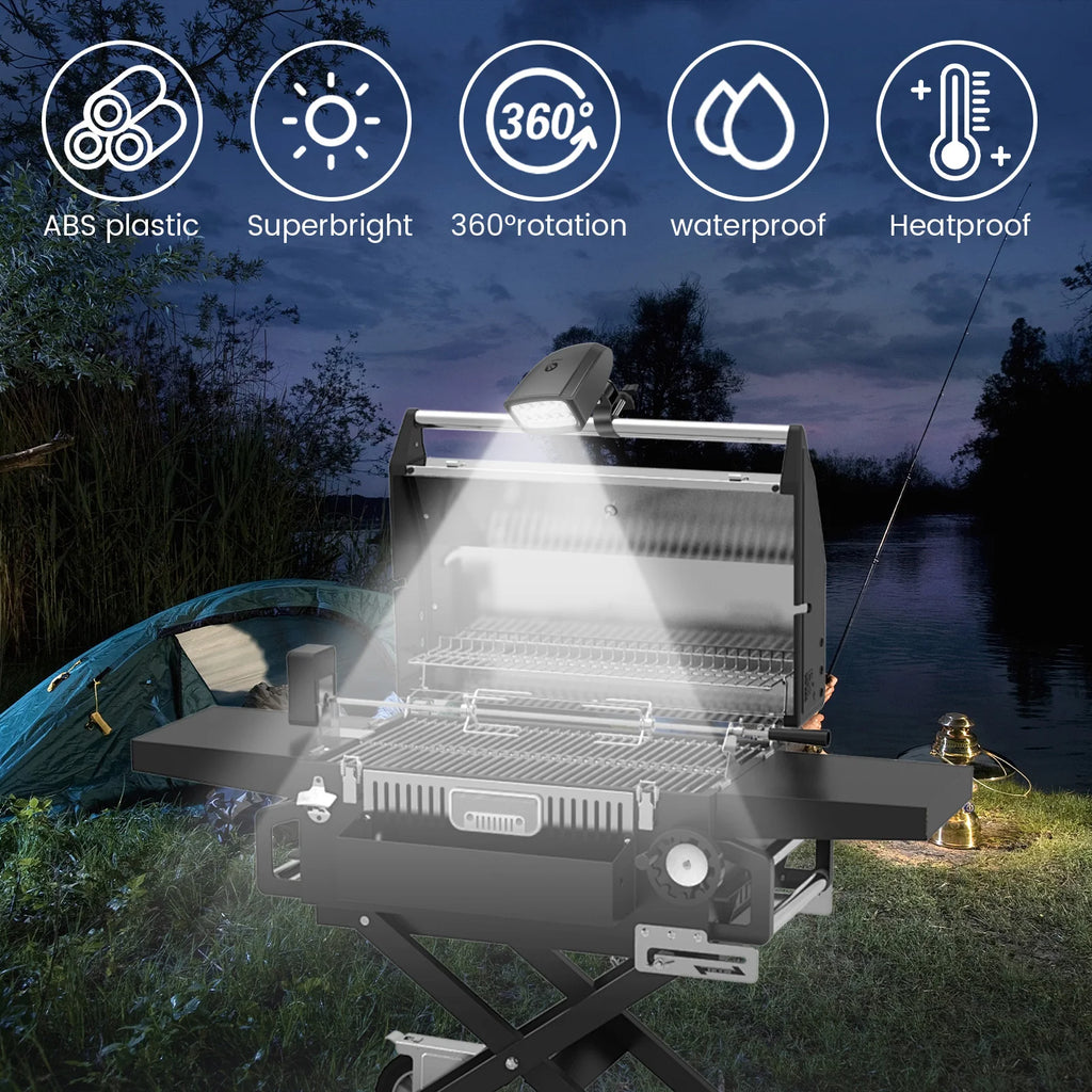 BBQ Grill Light High Brightness Lighting Lamp Heat Resistant LED Flashlight with 10 Light Bead for Outdoor Barbecue Picnic light