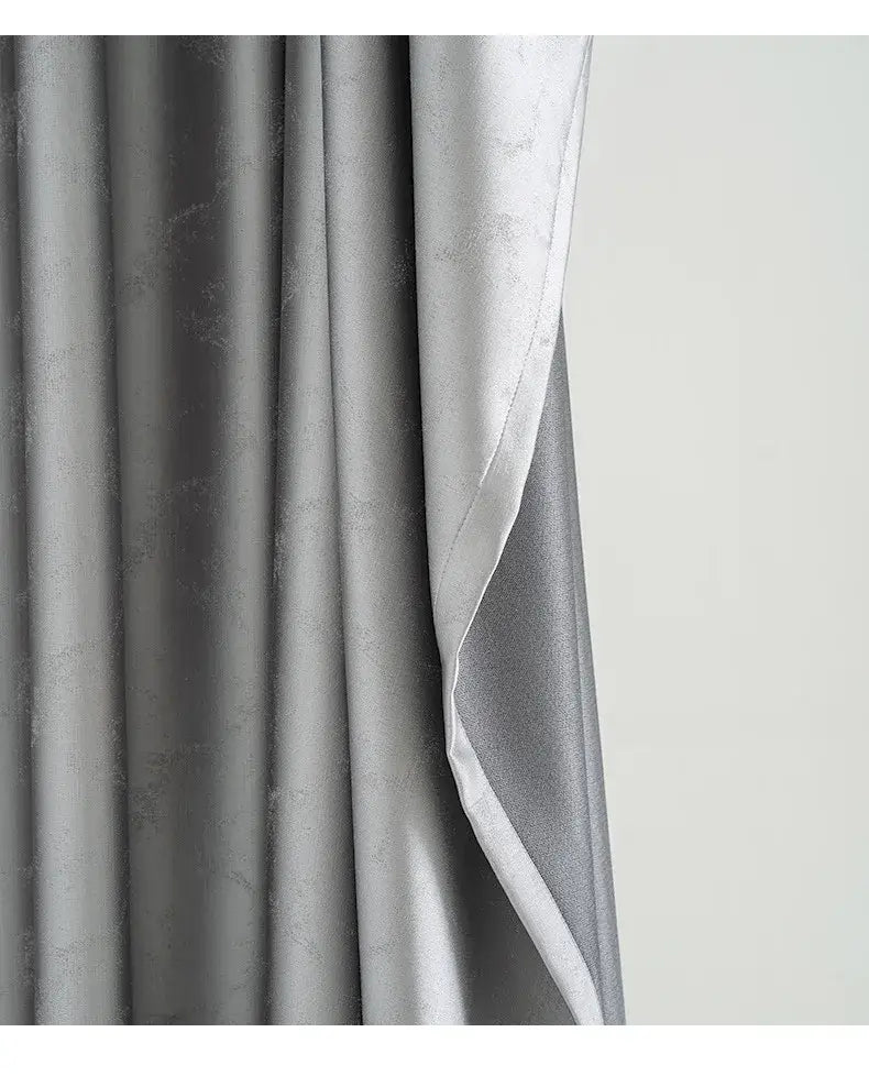 silver-gray textured living room curtains with subtle pattern and satin finish featuring tassel tieback beads para la sala custom blackout drapes