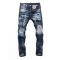 Autumn and Spring New Fashion Trend Retro Ripped Straight Leg Elastic Denim Pants for Men Casual Sports High Quality Jeans