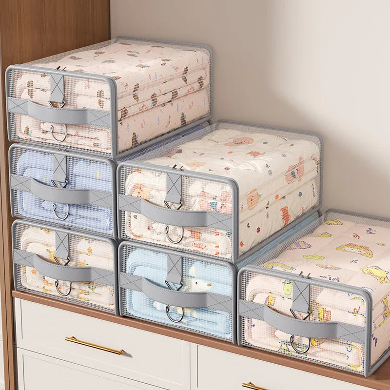1pc Bedroom Bedding Storage Bag Bed Sheet Quilt Cover Storage Bags Hanging Wardrobe Organizer Clothes Storage Bags PVC