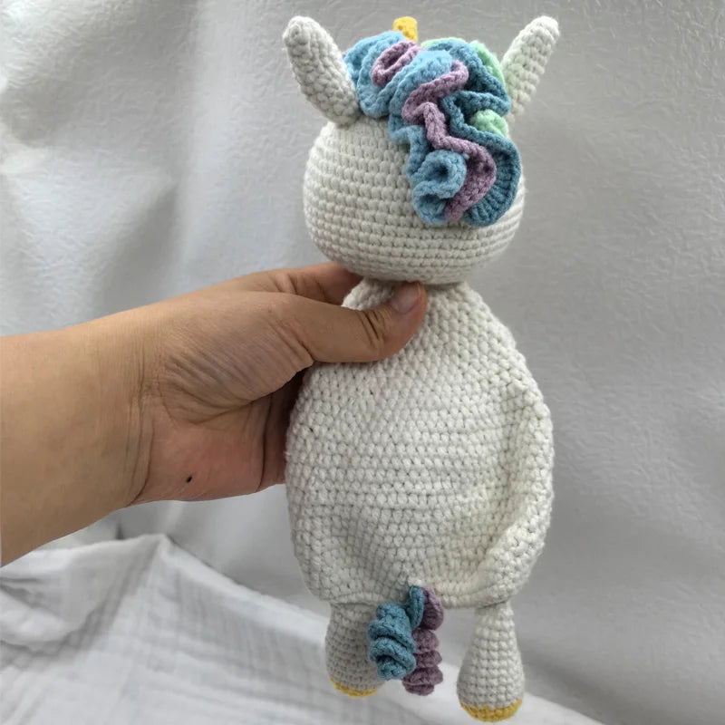 Baby Security Blanket Towel Feeding Bib Soft Towel Cotton Burping Cloth Infant Shower Gift Knitted Lovely Animal Rattle Sleep To